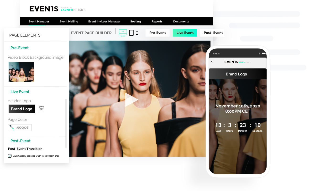 screenshot of Launchmetrics Events